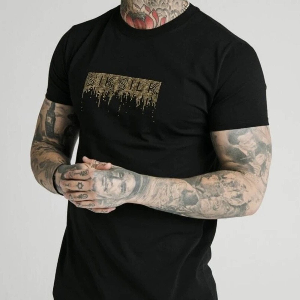 Sik Silk Rhinestone Creep Tee in Black - NWT